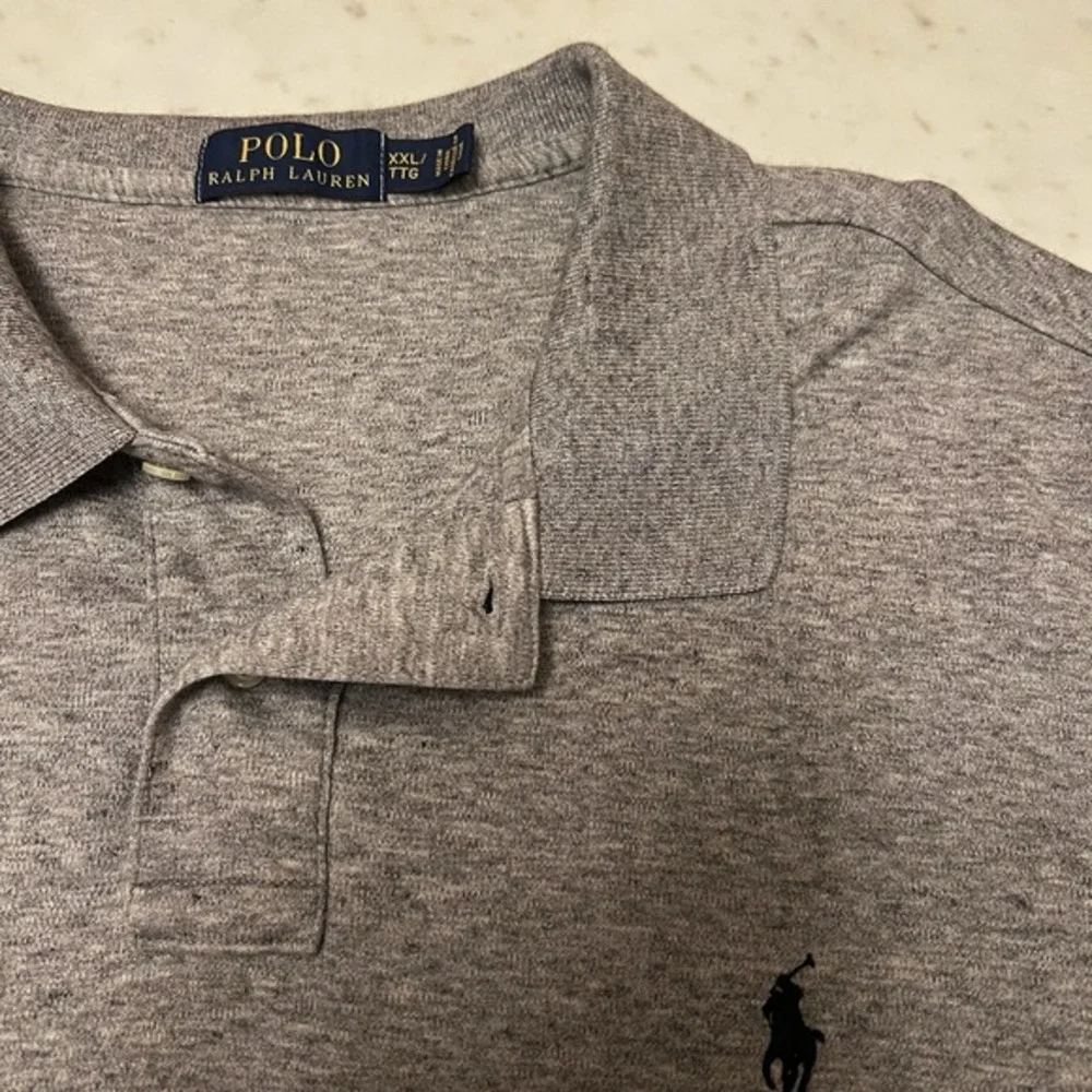 Polo Ralph Lauren Mens Polo Shirt Sz‎ XXL TTG Gray Cotton Short Sleeve Logo